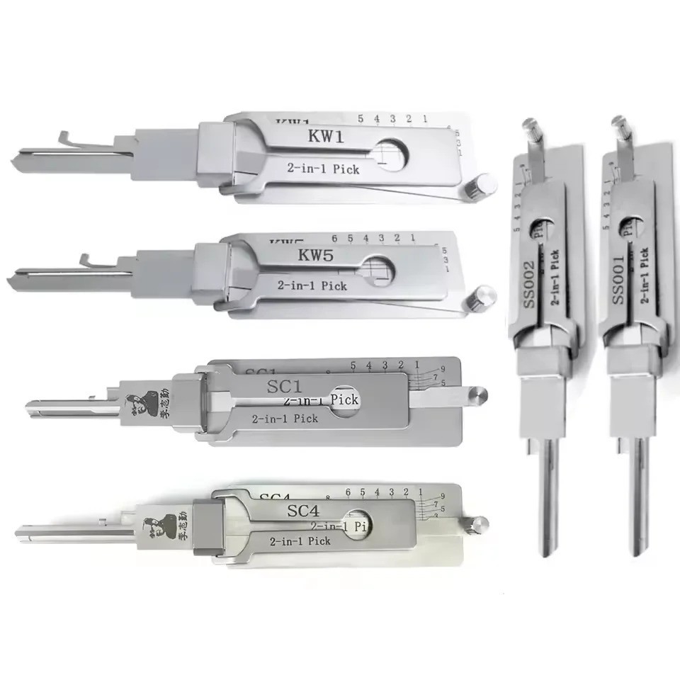 SS001 Stainless Steel Precision Tool 2 In 1 Key Decoder Hook & Pick Set O-ring 