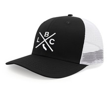 LBC (Long Beach California) - Snapback Trucker Baseball Cap (Black/White)