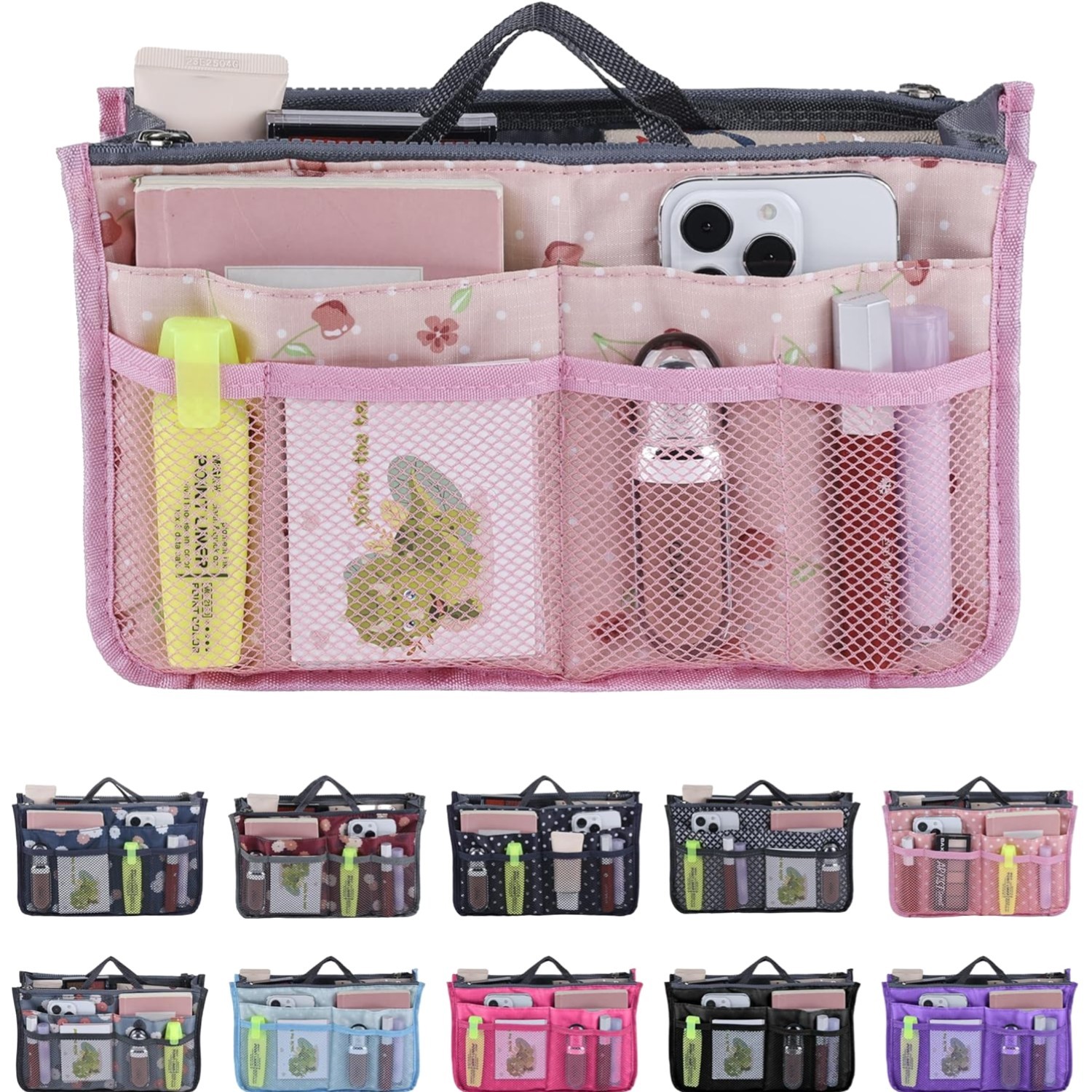 Organisateur sac voyage maquillage à multi-compartiments en nylon noir XL