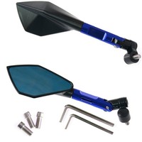 Motorrad Motorradspiegel Metall Breiten Sichtspektrum Blau Paar Custom Adapter