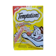 Temptations Creamy Purrrr-ee Pouches - Chicken & Salmon 16ct, 1 Box - Exp 10/26