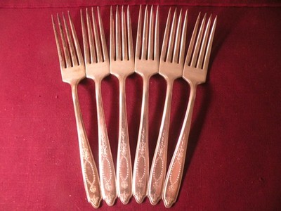 Set Of 6 Dinner Forks International Rogers Bro EMPIRE Silverplate 7 5/8''
