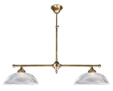 Lampe De Plafond Billard Équarrie 2xE27 En Laiton Verre Riffle Fait Main