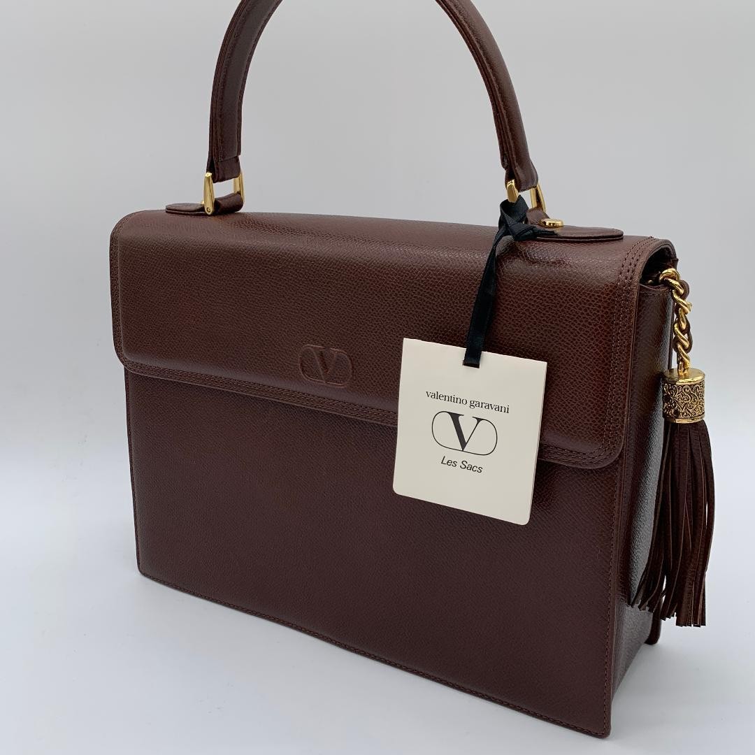 Valentino Garavani Leather Handbag Brown Top Handle Luxury Bag Women's Japan