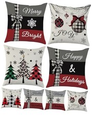 Christmas Pillow Covers 18x18 inch Set of 18" x 18" Pack of 4 White Red Black