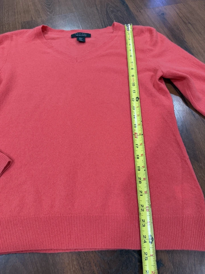 Тахари 100% 2 слоя кашемир женщин Crewneck свитер коралловый цвет Sz средний - Изображение 3 из 4