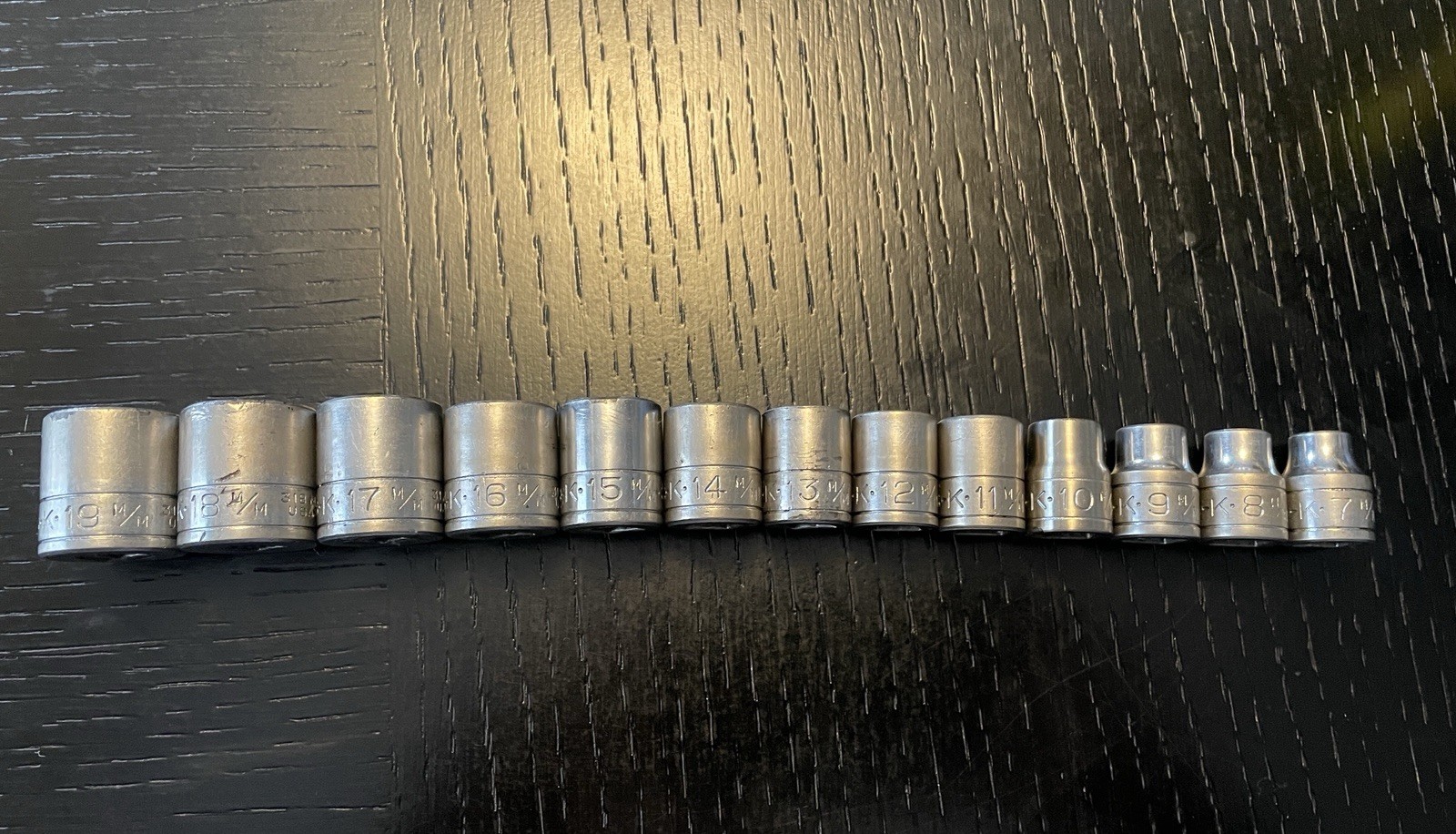 Wow! LARGE LETTER SK-Tools 3/8  Metric Socket Rail w/ Metal Tray USA 7MM-19MM