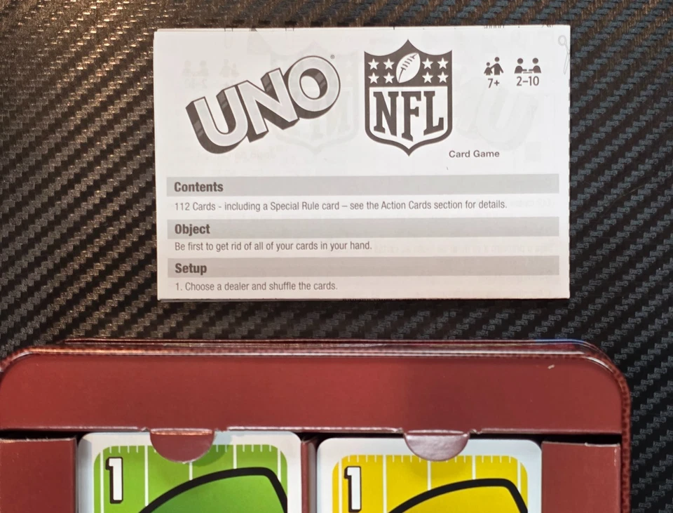 Mattel Games UNO NFL Card Game in Storage Tin Box w/ All 32 Teams HPY57 *Read - Image 4 of 4