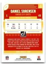 2018 Donruss Daniel Sorensen Kansas City Chiefs #145