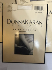 Lot of 6 Donna Karan Women's Sheer Satin Pantyhose Control Top Ivory Medium NWT