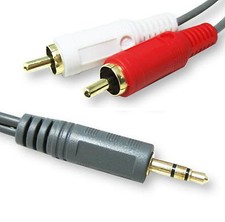 50FT 15M 3.5mm Plug TO 2-RCA Male Stereo Audio Cable High Quality gold new