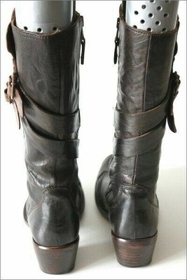Mi-boots IKKS En Cuir Marron Foncé - Taille 37, Doublure Cuir, Occasion TBE