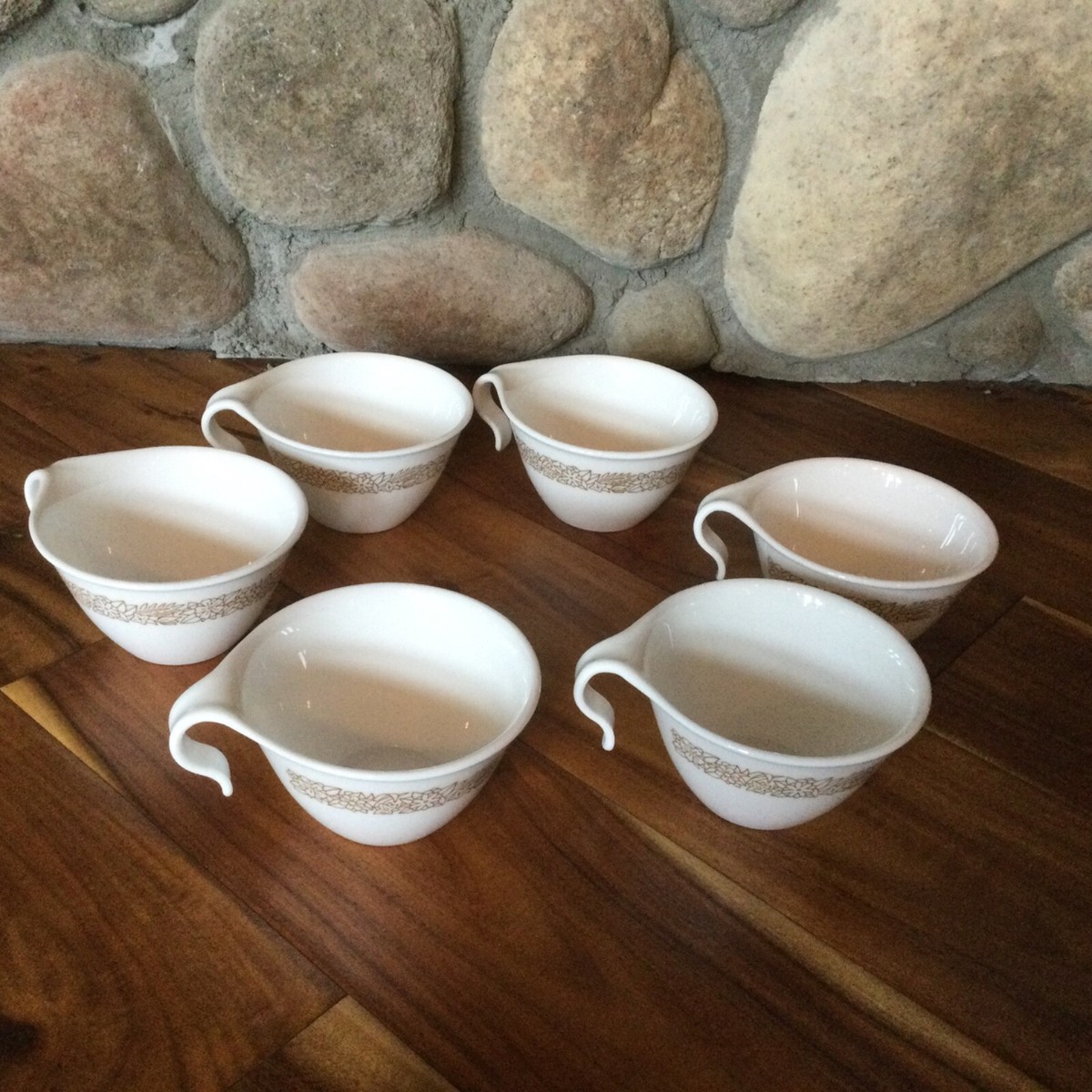 Pyrex Corelle Corning Ware Woodland Brown Hook Handle Cups Set of