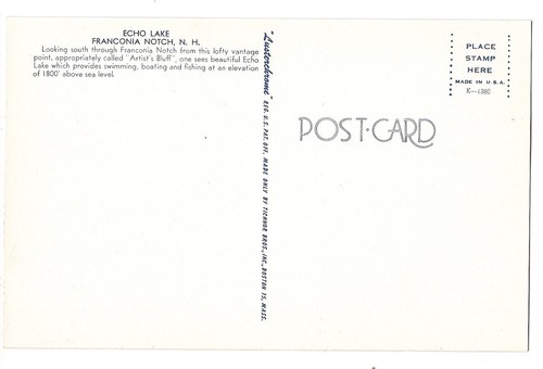 Postal ECHO LAKE Looking South Artists Bluff Franconia Muesca NH New Hampshire - Imagen 2 de 2