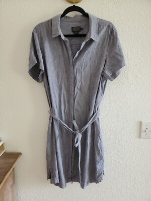 Pendelton Buttondown Shirt Dress Belted Linen Blend Size 16 | eBay