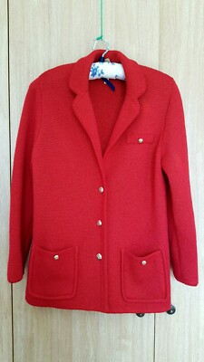 Vintage/Retro Kai-Ming 100 % Wolle Knopfleiste rot Cardigan Pullover Pulli S 16