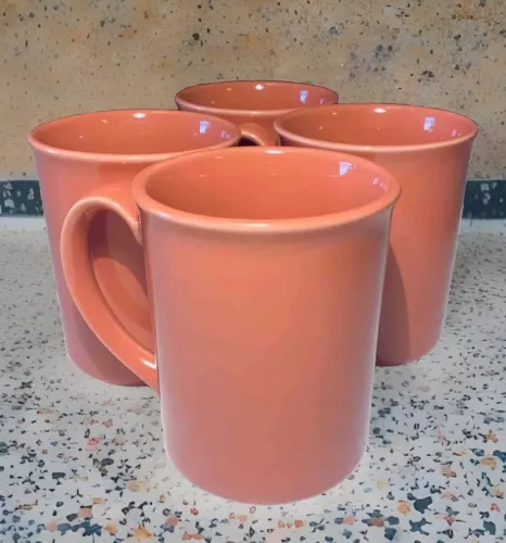 Corning Coffee Mugs Vintage Coral/ Salmon Vintage USA Set Of 4