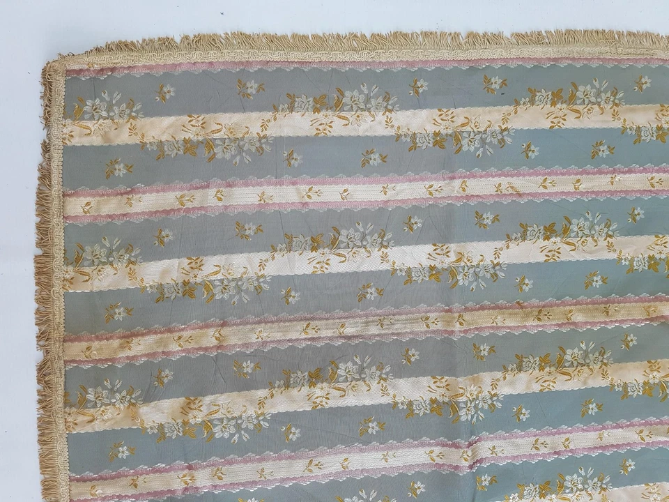 Antique French Brocade Striped Floral Panel 75x37 inches - Image 3 of 4