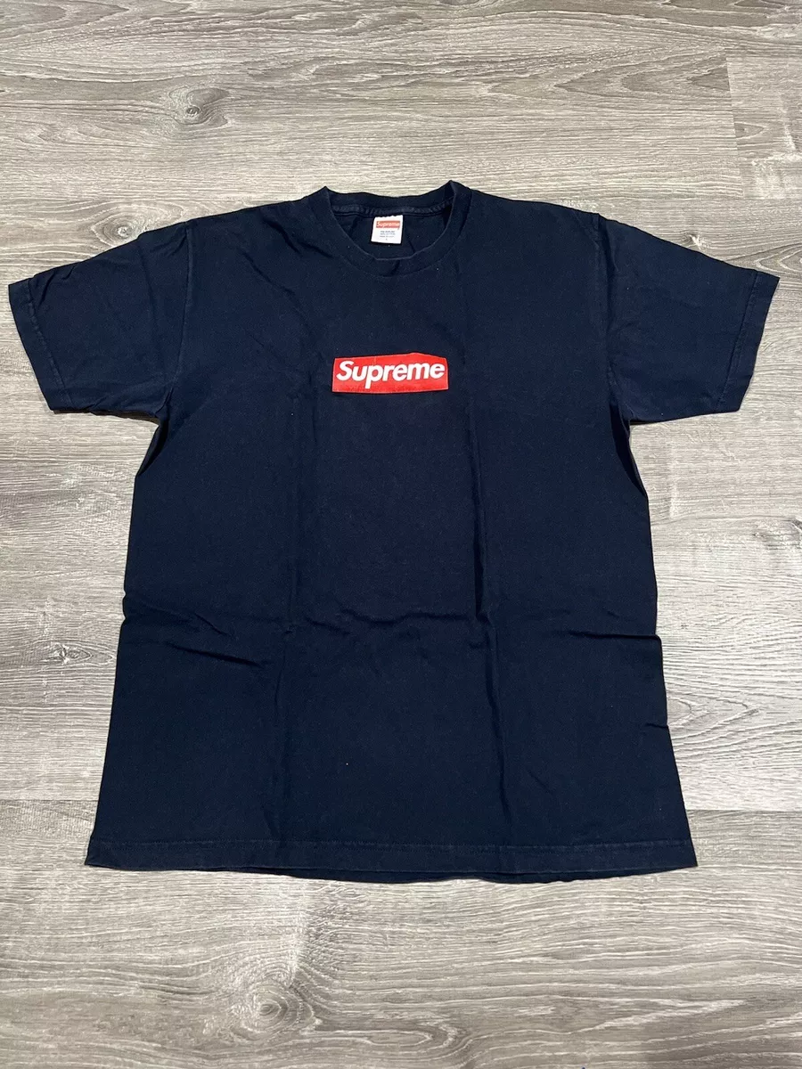 Supreme Box Logo 20th Anniversary Tee Navy Blue Size L SS14