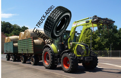Landtechnik Foto, Traktor CLAAS ARION, IFA HW60 Anhänger