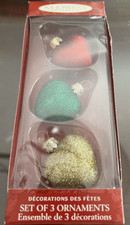 Hallmark Set Of 3 Glitter Hearts Red Green Gold Tree Ornaments Czech Rep NIB