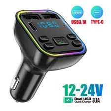 Bluetooth 5.0 FM Wireless Audio Transmitter Car Handsfree PD Type-C Dual USB