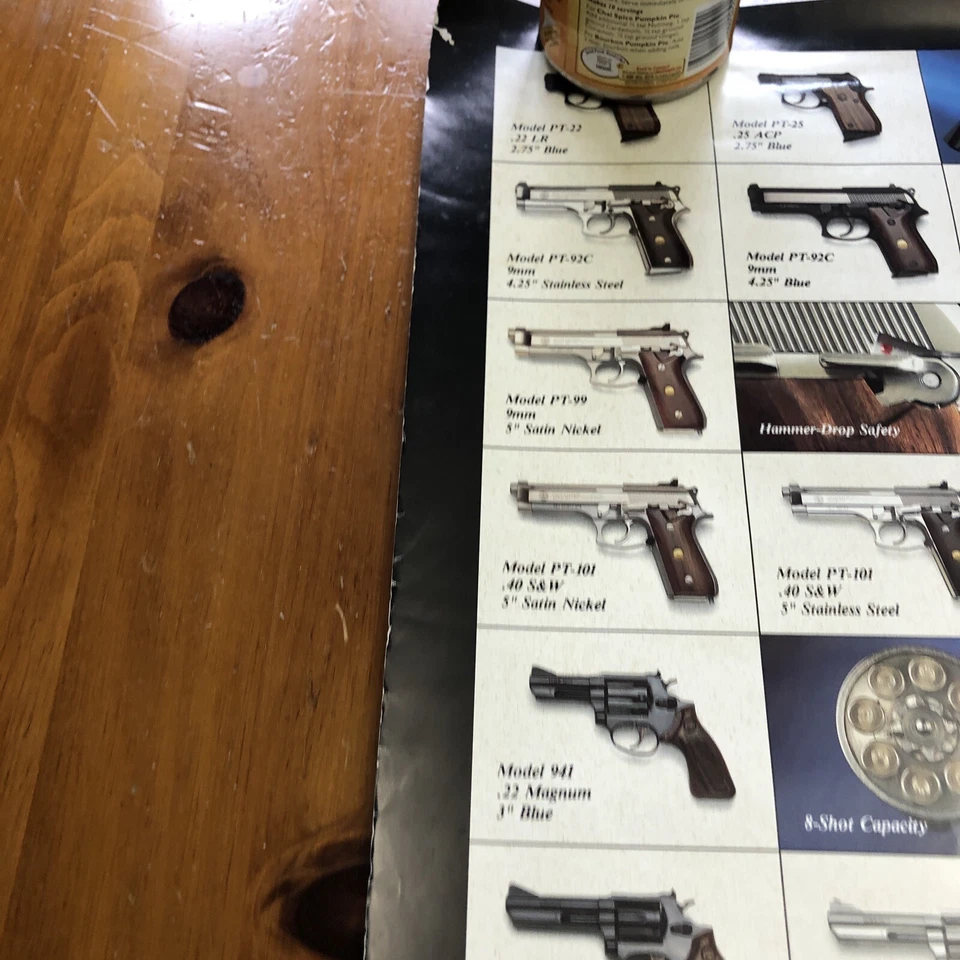 Póster de pistola y revólver Taurus EE. UU. de colección 36" x 24" ver fotos Foto 3 de 4