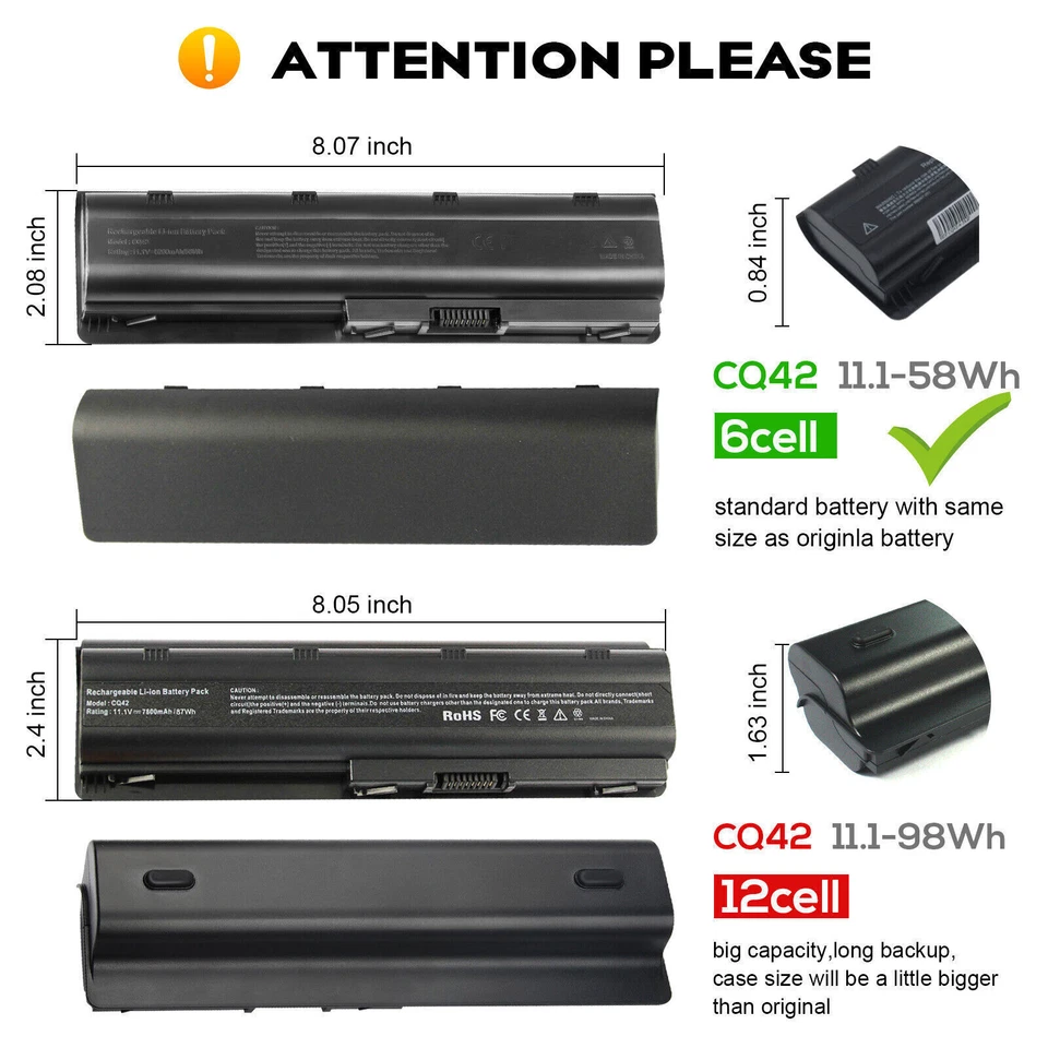 Laptop Battery for HP Pavilion DV6 G42 G56 G62 G72 G6 MU06 MU09 593553-001 - Image 3 of 4