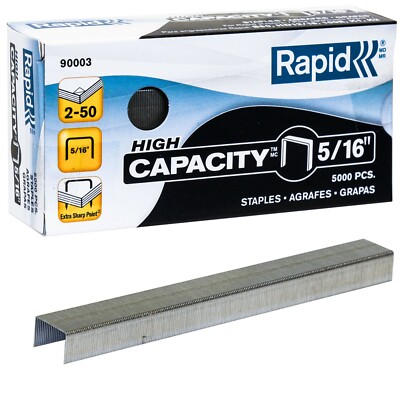 Rapid 26/8 90003 Staples, High Capacity, 5/16'', Box of 5000, Fits S50, K1, K2