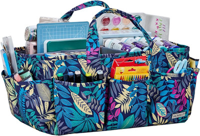 Craft Organizer Tote Bag with Multiple Pockets, Storage Art Caddy for Scrapbooki