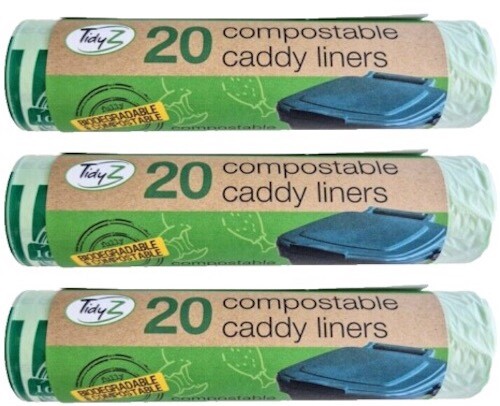 60x Tidyz Compostable Caddy Bin Liners Waste Bags Biodegradable Kitchen ECO - 5L
