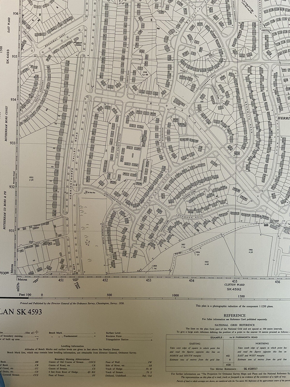 ORDNANCE SURVEY MAP 1956 EAST HERRINGTHORPE & DALTON PARVA ROTHERHAM eBay