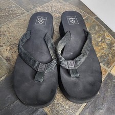 Reef Womens Black Slip-On Thong Wedge Heel Platform Sandals 10 Flip Flops