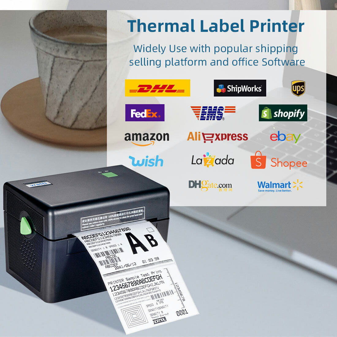 4 Continuous (No Perf) Direct Thermal - Industrial Printer Shipping Labels  w/out Perf - Top-Coated Paper - 8 Roll OD - White - 4 Rolls/Case