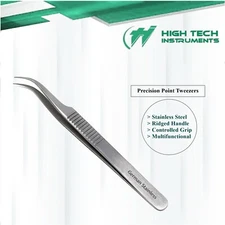 Surgical Tweezers for Ingrown Hair Sharp Needle Point Angled Tips Ridged Handle
