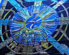 NWT Hermes 100% Silk Ceintures ET Liens 140cm 54" Turquoise Blue Shawl Scarf