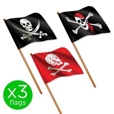 3 X FLAGS Pirate Collection (Quality Vinyl) 1:32 Scale "Britains Style"