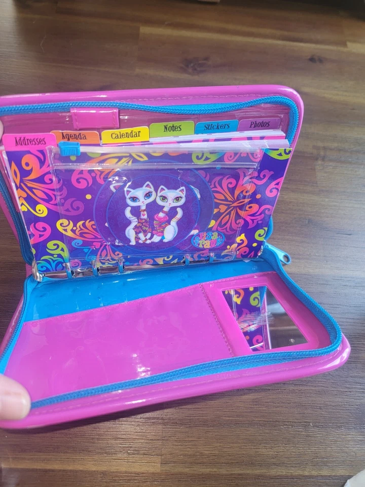Vintage Lisa Frank Roxi Rollie Mini Zipper Binder Organizer Glittery White Cats - Image 4 of 4