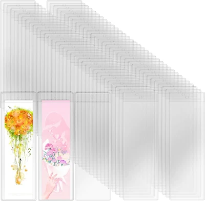 100 PCS Clear Bookmark Sleeves Blank Bookmark Holder Sleeves for School and O... - Imagen 1 de 4