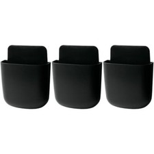 3 Pcs Remote Control Holder Wall Mount Self Adhesive Remote Case Hole Black