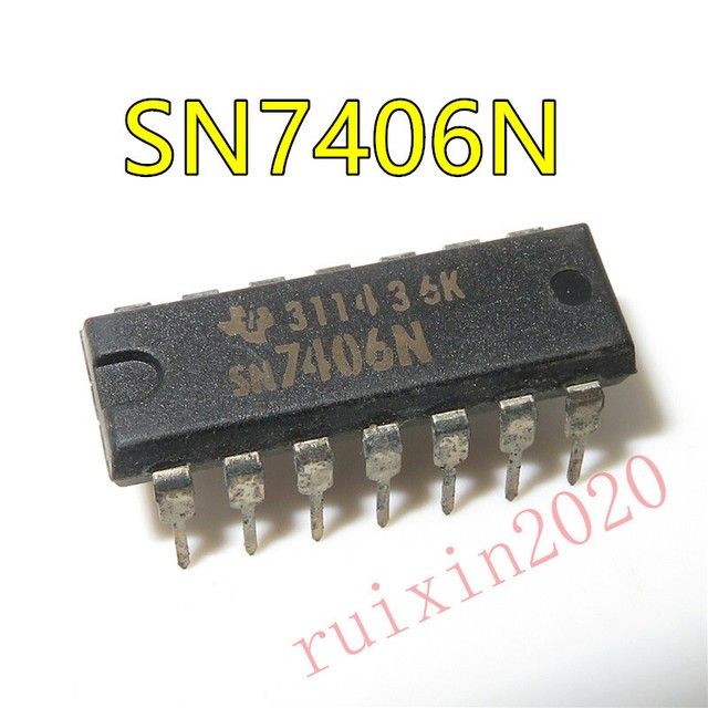 7406PC (SN7406N) HEX INVERTER / HIGH-VOLTAGE OUTPUTS 7406 IC (3 pieces ...