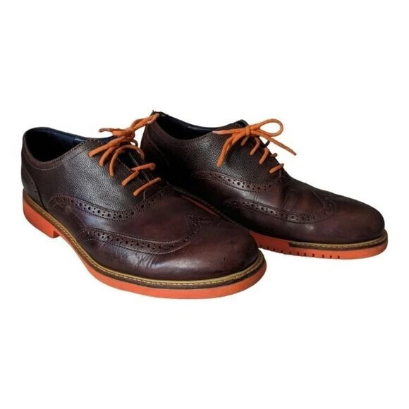 Cole Haan Great Jones Wing Tip Shoes Men’s Size 11M Brown Leather Orange C11235 - Image 3 of 4