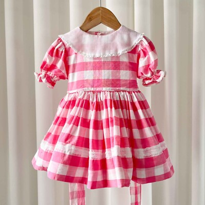open lace back dress Emile et Ida Gingham Dress, Rose Pink – ellou main image 0