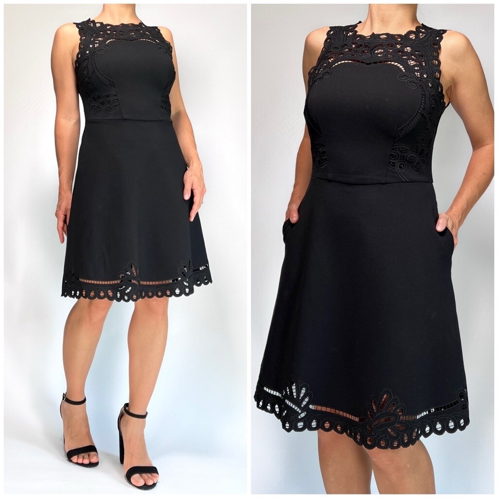 Ted Baker Dress Black Embroidered Dress Cut Work