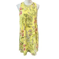 Tommy Hilfiger Dress Womens 6 Yellow Floral Pleated Chiffon Summer Preppy Church