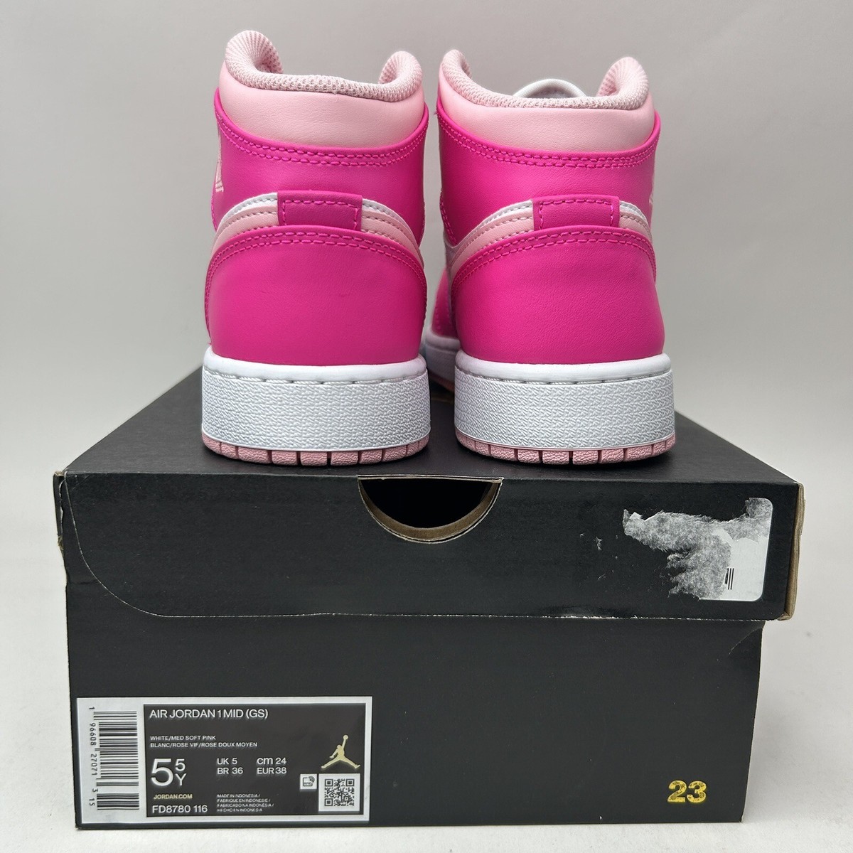 Nike Air Jordan 1 Mid GS “Fierce Pink/Barbie” FD8780-116 5.5