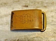Vintage Solid Brass Belt Buckle Monogram GLB  T24