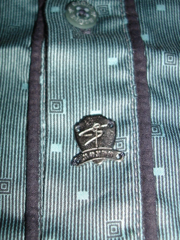 Vestido Mondo Para Hombre Moda Italiana Verde Ajustado L/S Camisa Lunares Talla M Foto 2 de 4