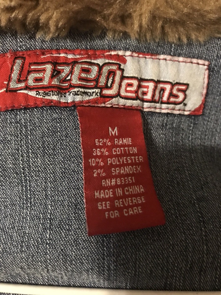 Lazer Jeans Jacket Denim Fur Collar Snap Front Size M Coat | eBay