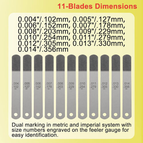 A308 Offset Valve Tappet 11-Blade 0.004" - 0.014" Feeler Gauge Set 2 Red Handles - Picture 10 of 14